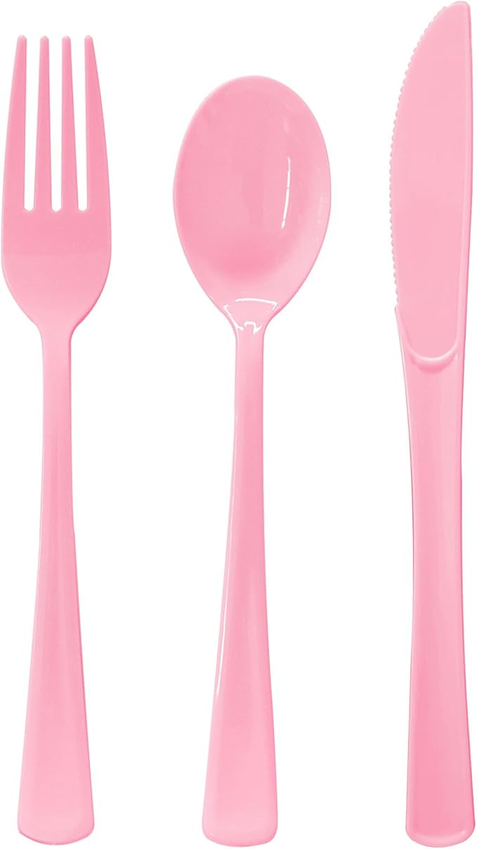 150 Pack Pink Silverware, Pink Utensils，Pink Cutlery Includes 50 Pink Forks, 50 Pink Plastic Kn... | Amazon (US)