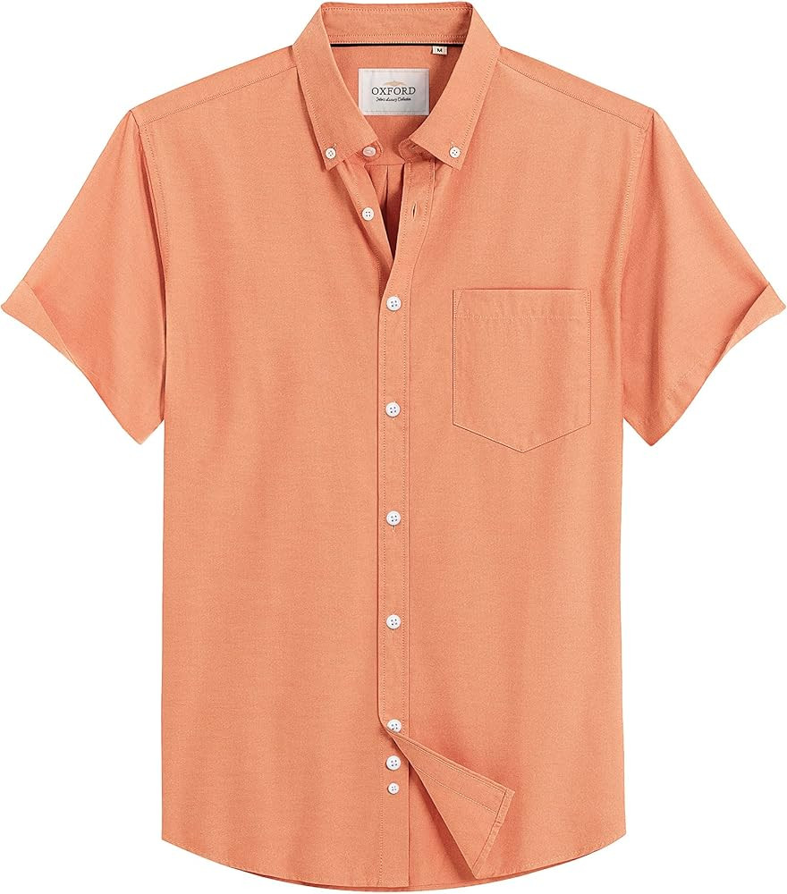 Alimens & Gentle Men's Short Sleeve Oxford Shirt Regular Fit Button Down Collar Shirts with Pocke... | Amazon (US)