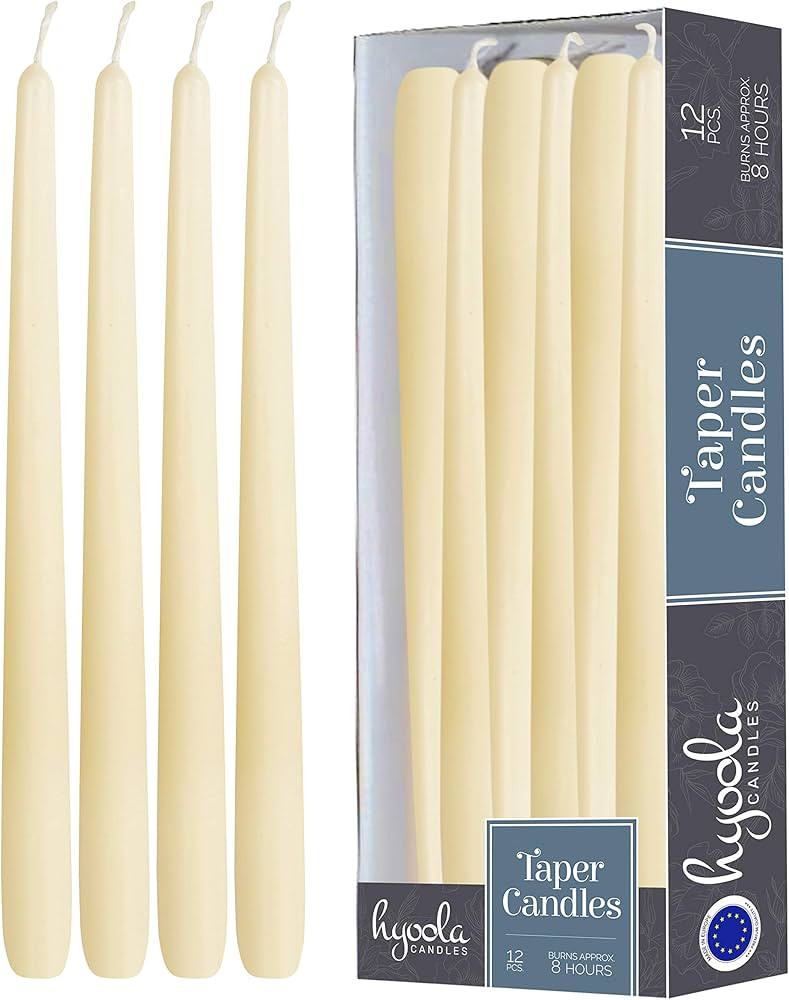 12 Pack Tall Taper Candles - 10 Inch Woolwhite Dripless, Unscented Dinner Candle - Paraffin Wax w... | Amazon (US)