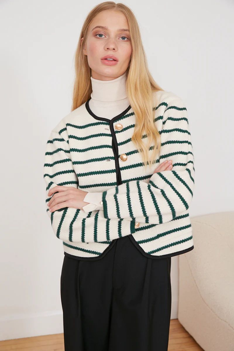 NED KNITTED CARDIGAN GREEN | Jovonna London