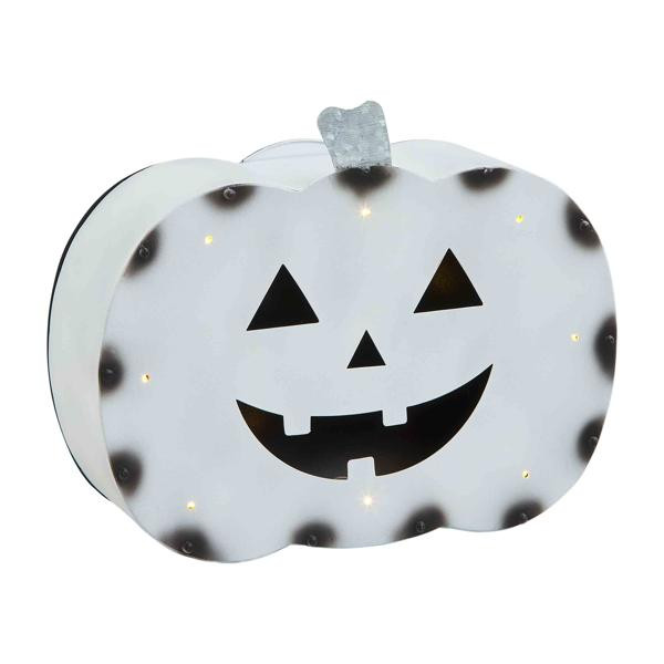 White Tin Pumpkin Lantern | Mud Pie