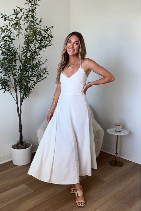 Target white linen dress! Omg if you are a bride, going on vacay, taking family pictures or have an event this summer you need this!! Wearing a size small  

#LTKFindsUnder50