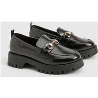 Womens Wide Fit Chunky Crinkle Loafers - Black - 10 | boohoo (US & Canada)
