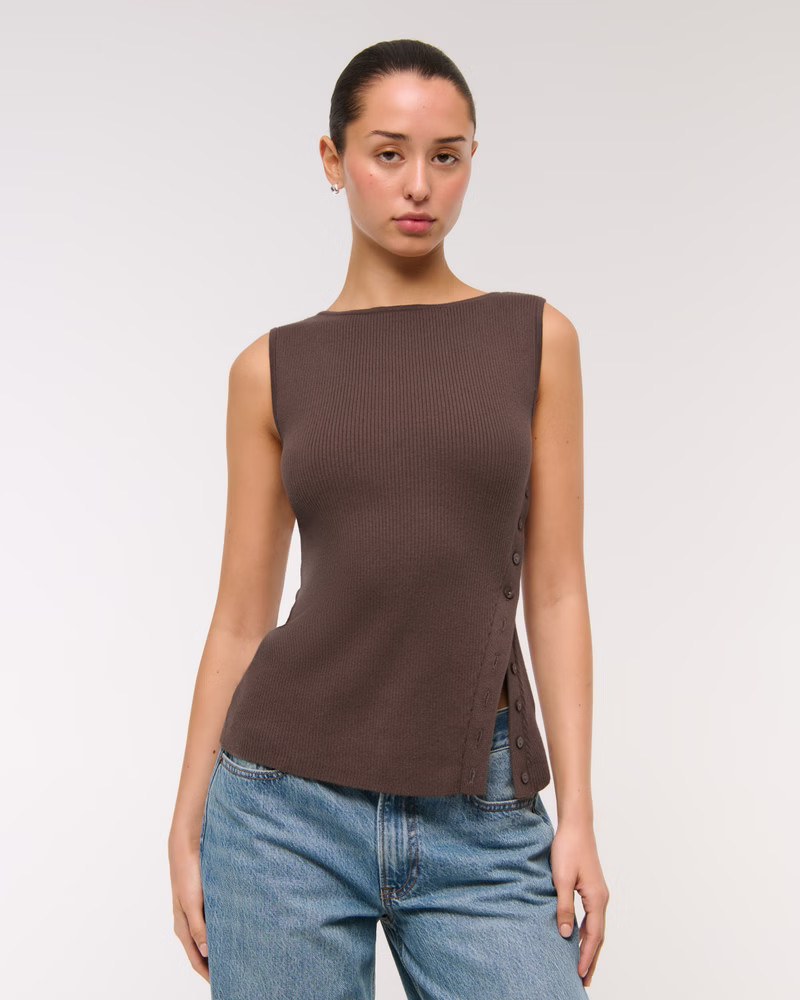 Women's Asymmetrical Button Sweater Tank | Women's Tops | Abercrombie.com | Abercrombie & Fitch (US)