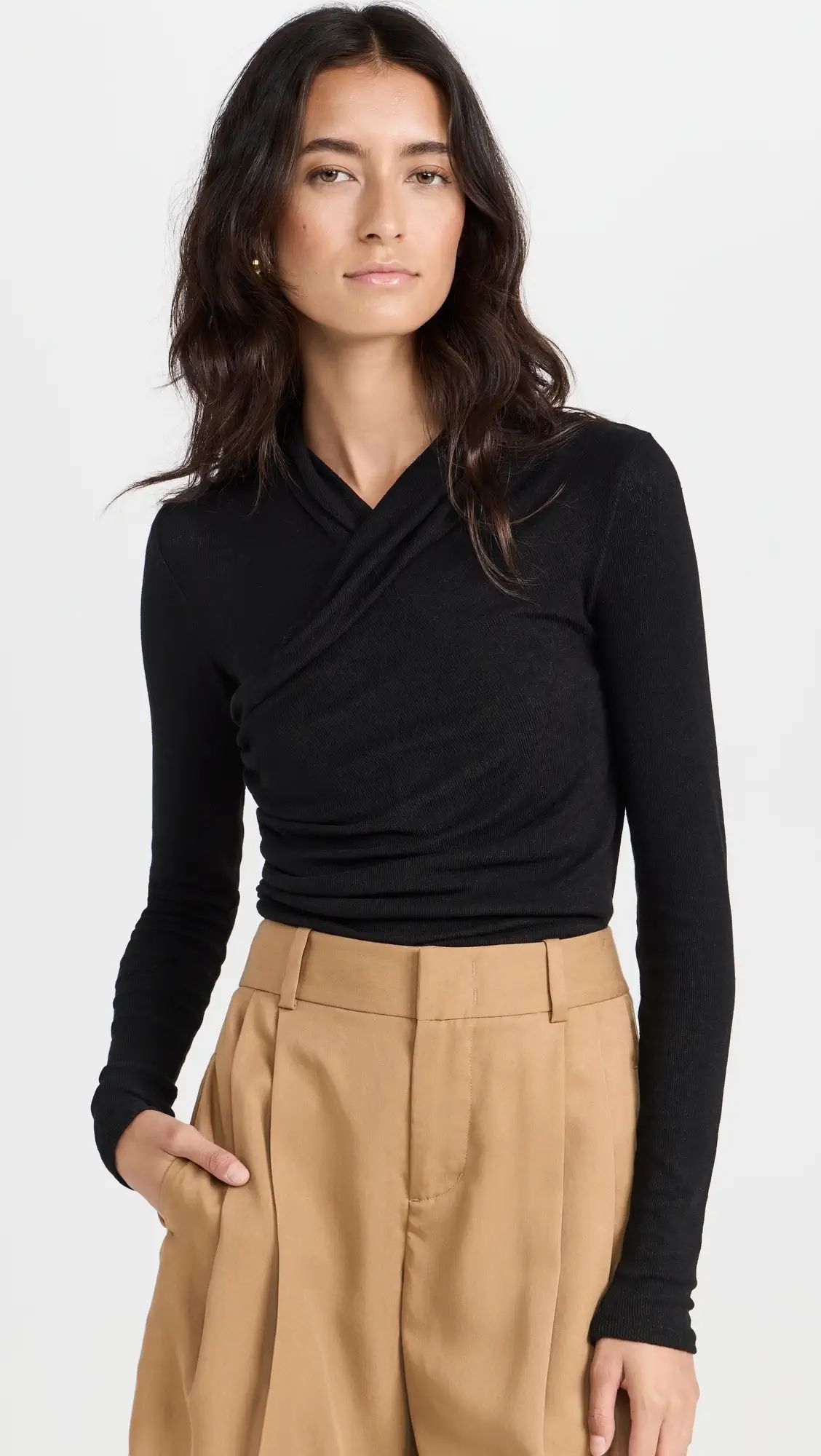 Vince Long Sleeve Fixed Wrap Top | Shopbop | Shopbop