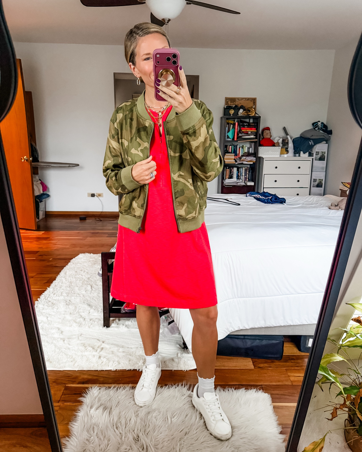 Late post but only because I was having such a wonderful time at my
Book club that I didn’t want to leave! I shared this dress with you over the summer and today I added this camo jacket for the cooler temps today!

#LTKootd #LTKOver40 #LTKWorkwear