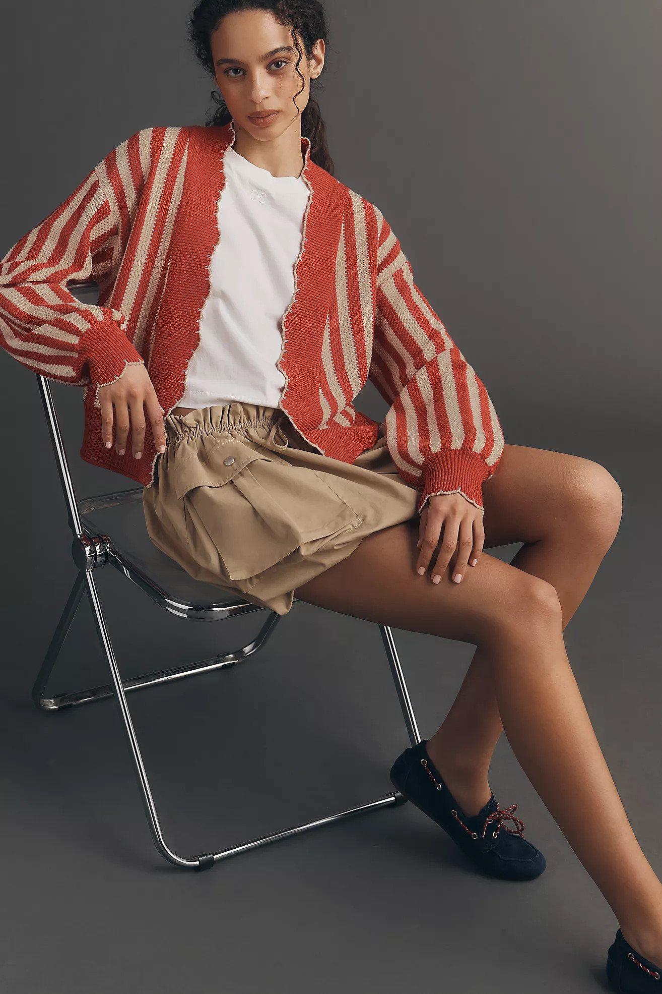 By Anthropologie Waffle-Knit Scalloped Cardigan Sweater | Anthropologie (US)