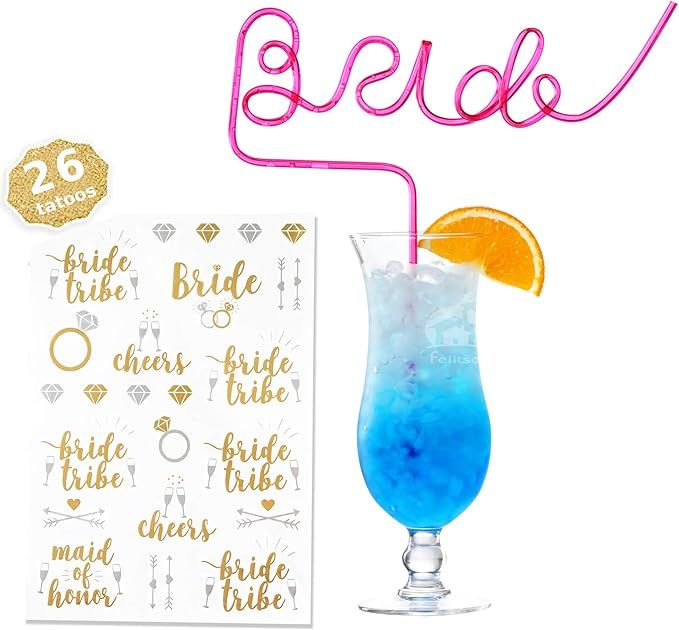 Bride Straw for Bachelorette Party and Tattoos - Best Bridal Shower Decorations and Bridesmaid Gi... | Amazon (US)