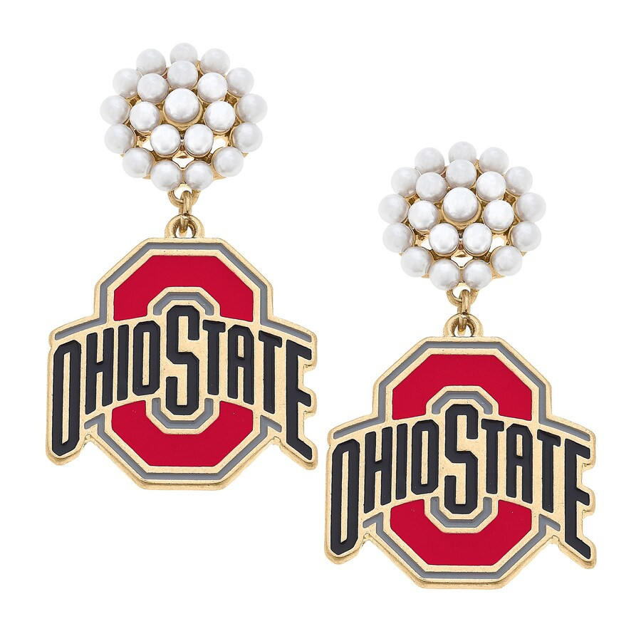 Ohio State Buckeyes Women's Pearl Cluster Enamel Drop Earrings | Fanatics