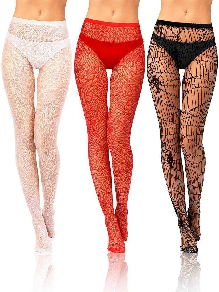 Bencailor Halloween Women Fishnet Stocking Tight Skull Spider Web Legging Tight Small Hole Patter... | Amazon (US)