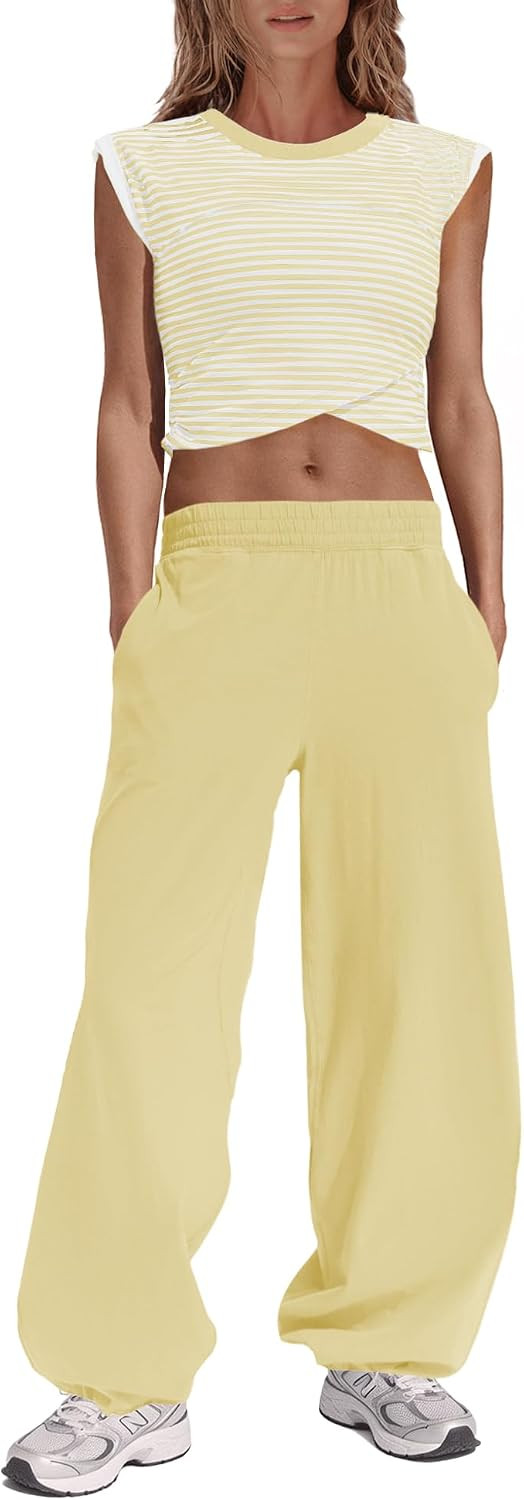 Panadila Womens Striped Two Piece Sets Loungewear Set | Amazon (US)