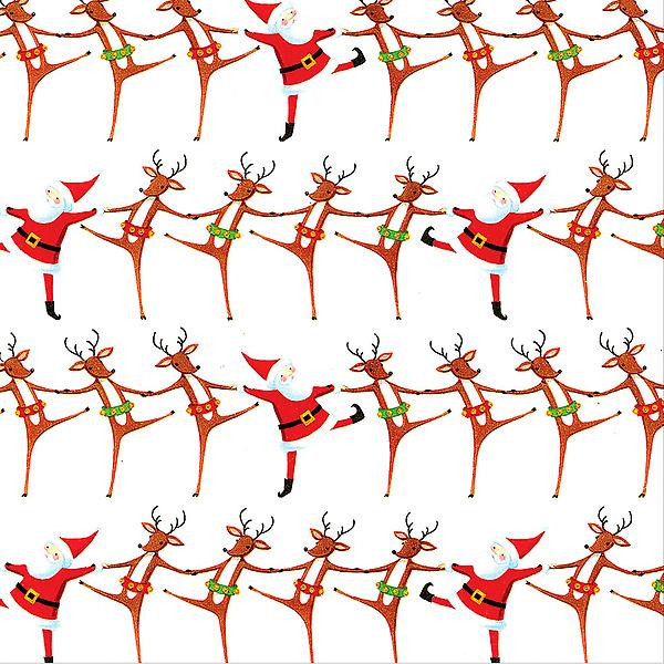 Caspari Santa's Kickline Wrapping Paper | The Container Store