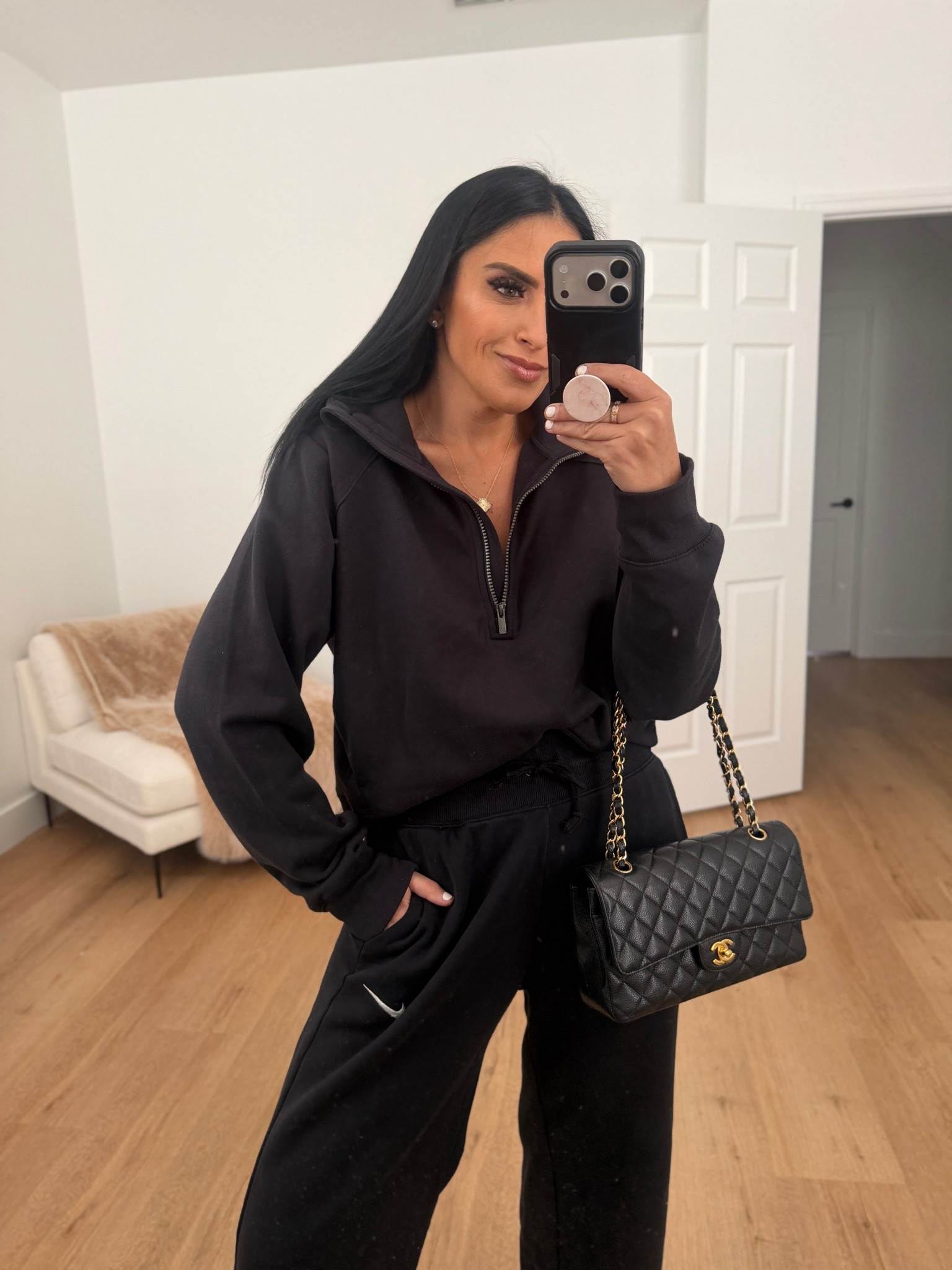 Women's Active Comfort 1/2 Zip Pullover Fleece Sweatshirt - All In Motion™ wearing size medium