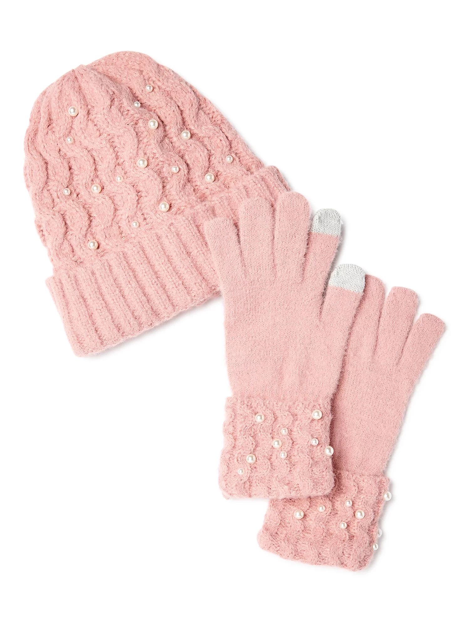 Time and Tru Women’s Cable Knit Beanie and Gloves | Walmart (US)