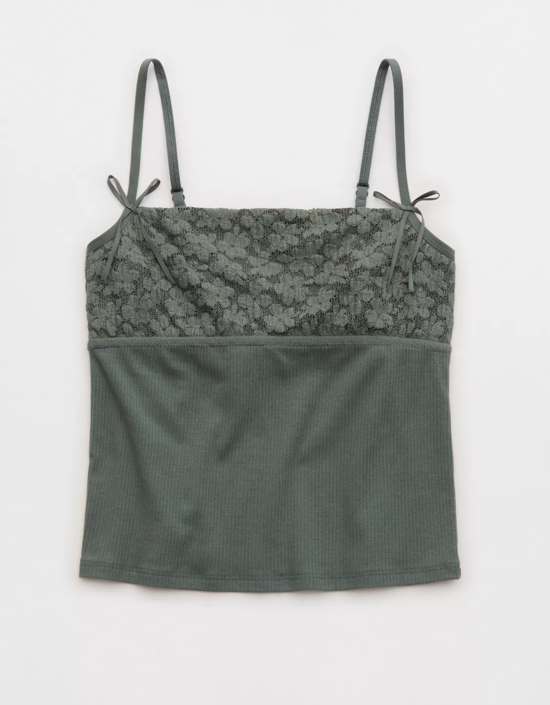 Superchill Cotton Rib Festival Lace Tank Top | American Eagle Outfitters (US & CA)