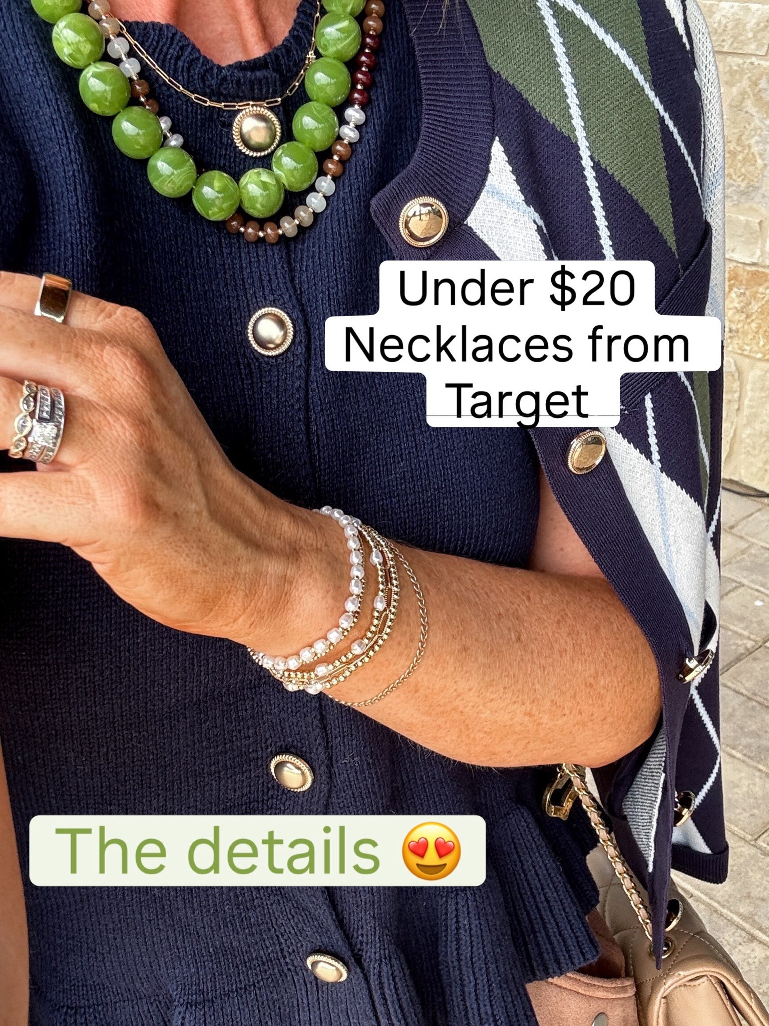 The close up details of my LTK con outfit! These beaded necklaces are from Target!

#LTKootd