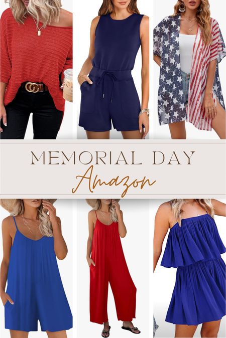 Memorial day Fourth of July, Labor Day, outfit ideas, patriotic outfit, inspiration, Amazon fashion, blue romper, red romper, red jumpsuit, USA kimono, American flag kimono duster

#LTKSwim #LTKWorkwear #LTKTravel