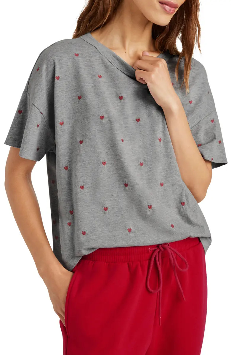 Embroidered Hearts Cotton Blend T-Shirt | Nordstrom