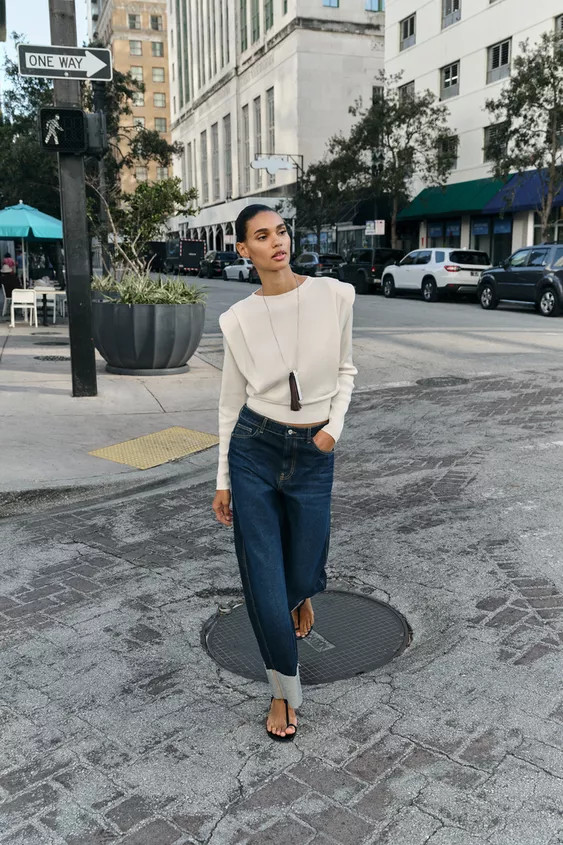 SHOULDER PAD KNIT JUMPER | Zara US