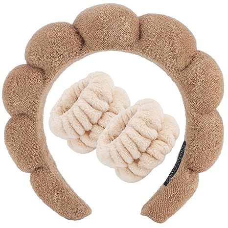 Spa Headband for Washing Face Wristband Set Sponge Makeup Skincare Terry Cloth Bubble Soft Get Re... | Amazon (US)