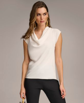 Women's Cowl-Neck Cap-Sleeve Top | Macy's