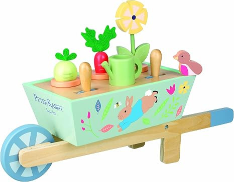 Orange Tree Toys Peter Rabbit: Wheelbarrow - Wooden Wheeled Garden Pretend Play Toy, Colorful Veg... | Amazon (US)