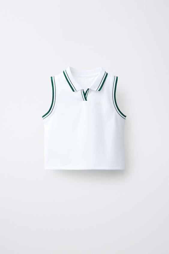 CONTRAST PIPING TEXT POLO SHIRT | Zara US