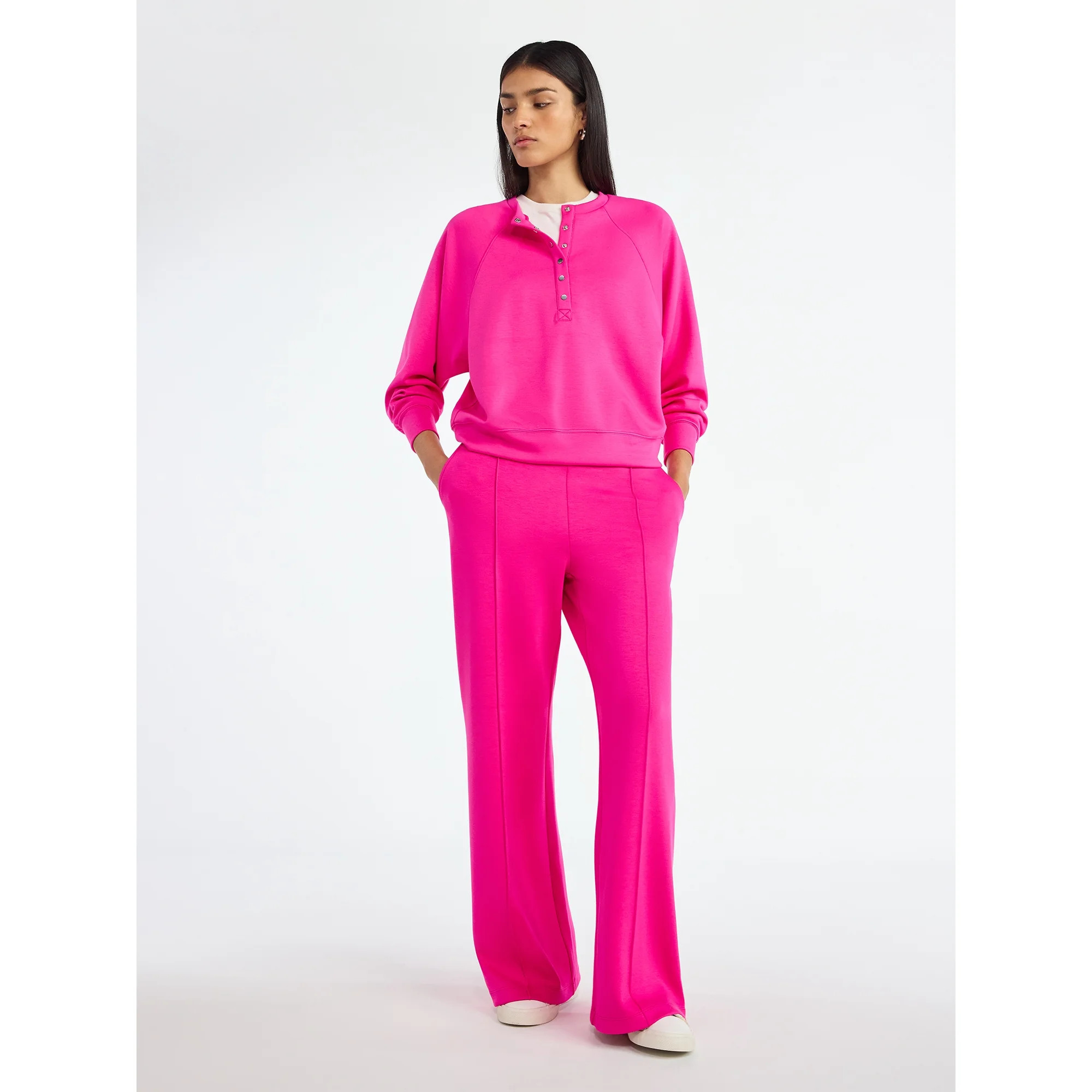 Scoop Women’s New Scubaknit Raglan Henley Top, Sizes XS-XXL | Walmart (US)