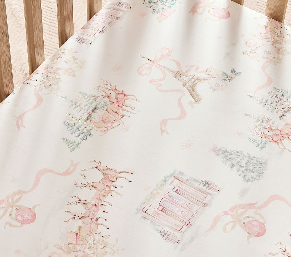 LoveShackFancy Christmas Dreams Organic Cotton Crib Fitted Sheet | Pottery Barn Kids
