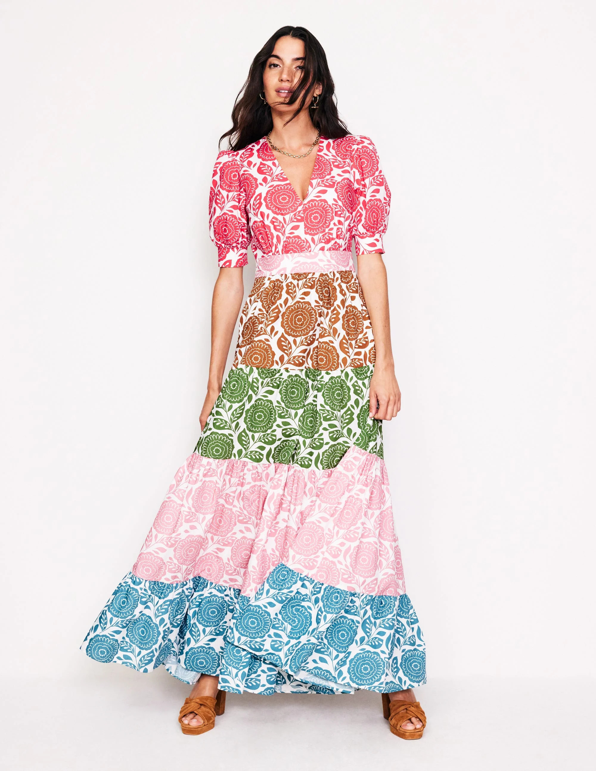 Bella Puff Sleeve Maxi Dress-Spice Red, Etched Floral | Boden (US)