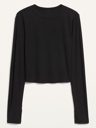 UltraLite Long-Sleeve Crew-Neck Ribbed Cropped Top for Women | Old Navy (US)