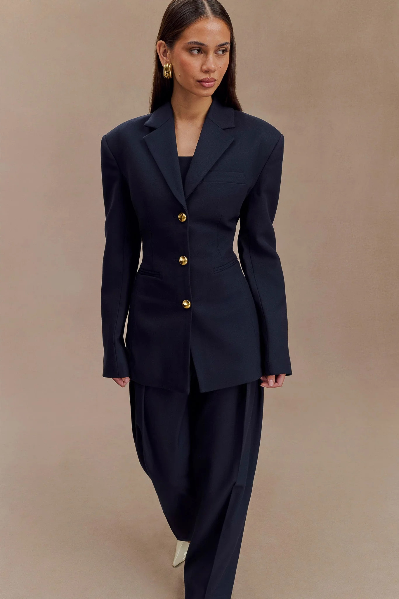 Bellamy Cinched Blazer - Dark Navy | MESHKI US