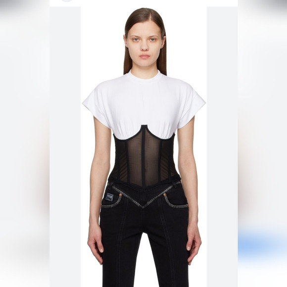 NWT! VERSACE JEANS Warranty Logo Bustier T-Shirt Size Medium | Poshmark