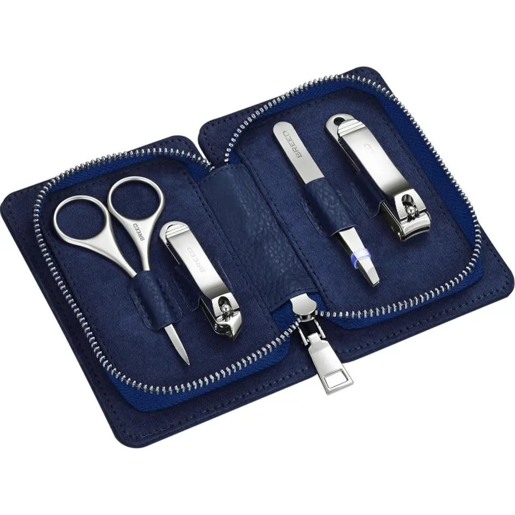 BREED Turbo 4 Piece Surgical Steel Groom Kit - Carbon Fiber Pattern Case in Blue at Nordstrom | Nordstrom