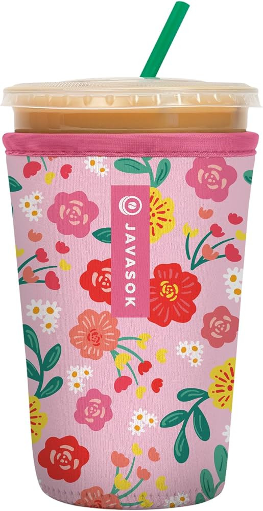 Sok It JavaSok Iced Coffee & Cold Soda Insulated Neoprene Cup Sleeve (Bloom Your Way, Medium: 22-... | Amazon (US)