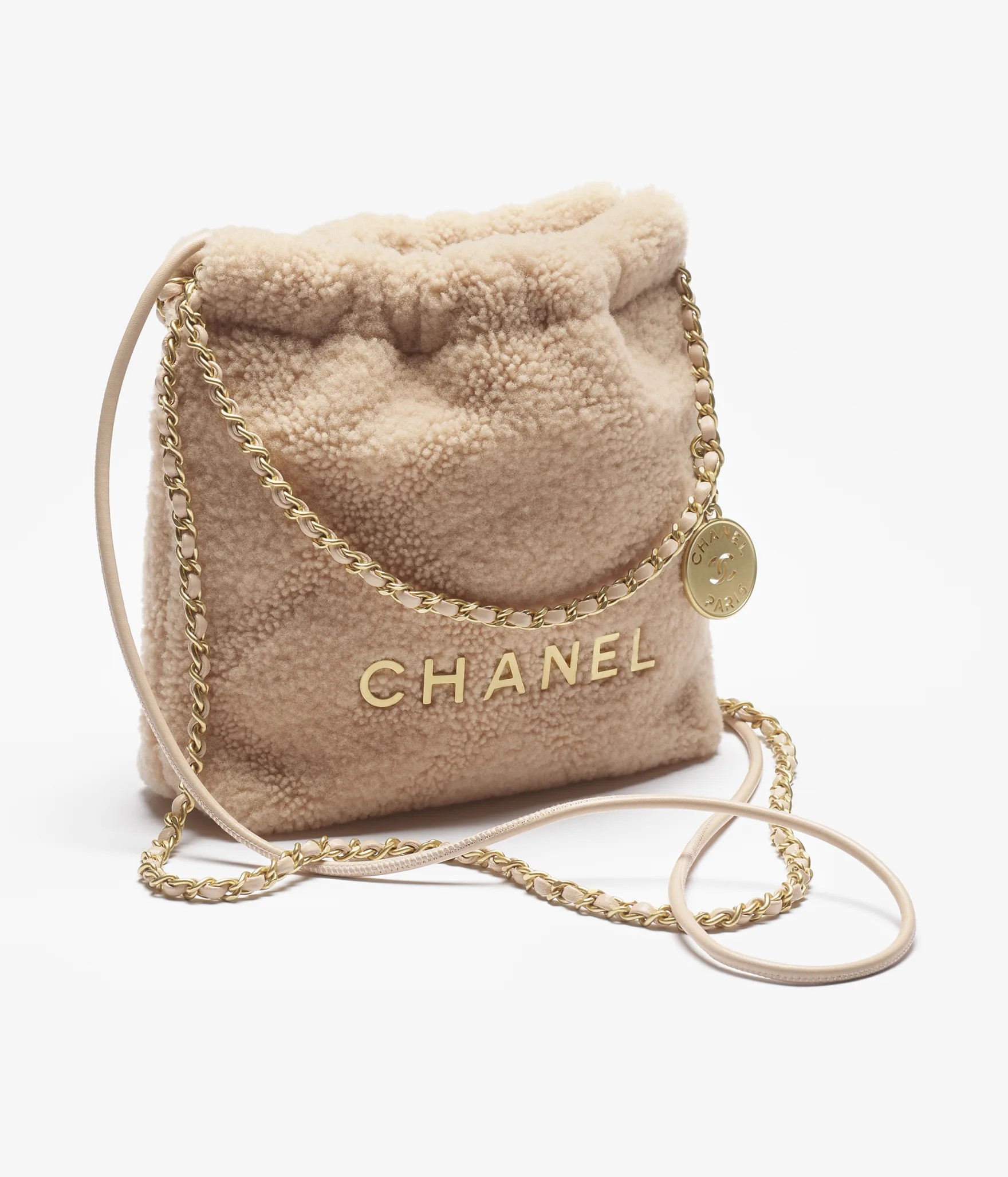 Chanel 22 mini handbag, Shearling lambskin & gold-tone metal, light pink — Fashion | CHANEL | Chanel, Inc. (US)