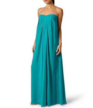 Adrianna Evening by Adrianna Papell Chiffon Pleated Strapless Sheath Long Dress | Dillard's | Dillard's