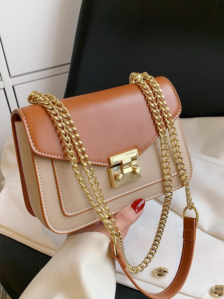 Mini Push Lock Chain Decor Flap Square Bag | SHEIN