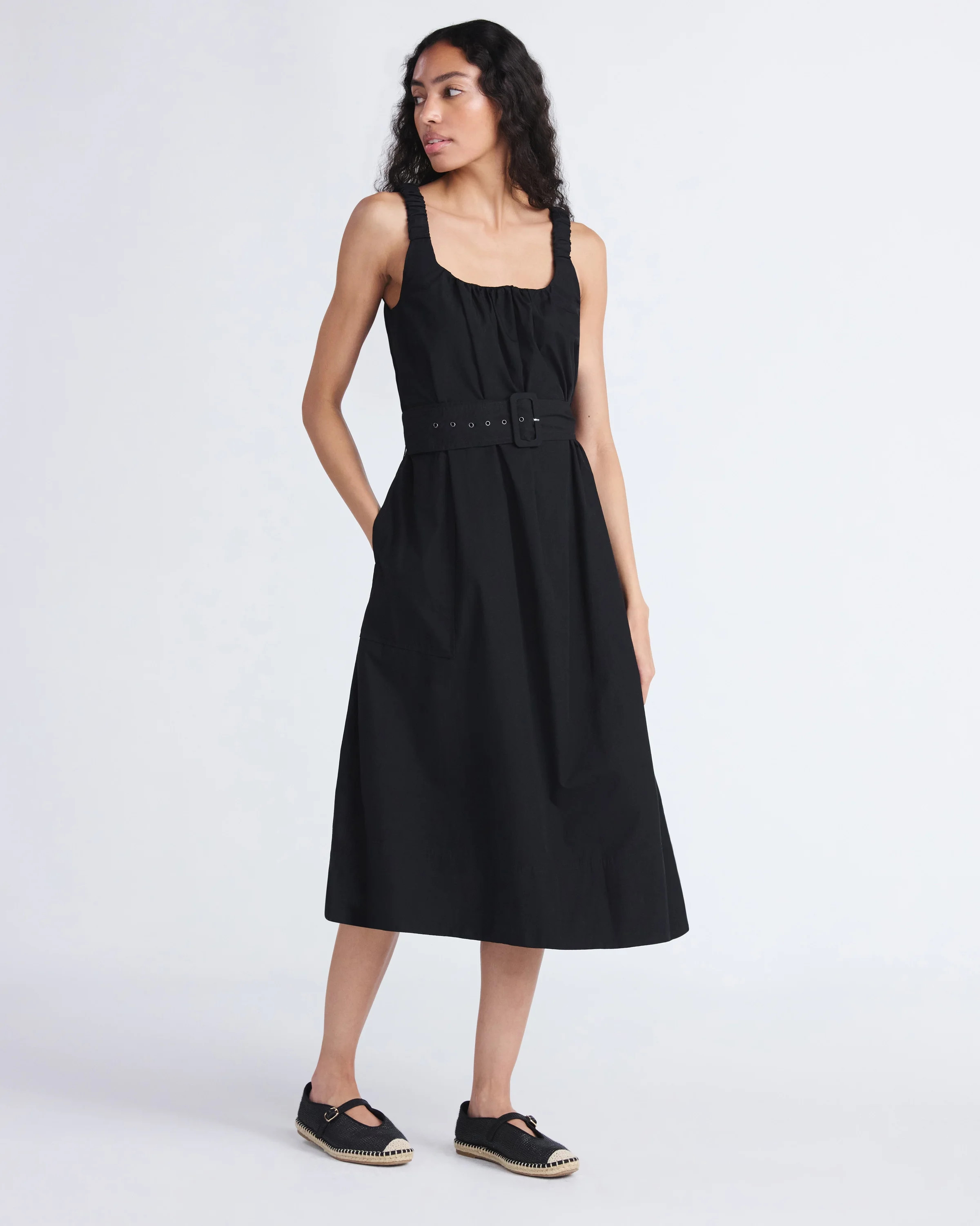 Free Assembly Women's and Women's Plus Belted Cotton Utility Midi Dress, Sizes XS-4X | Walmart (US)