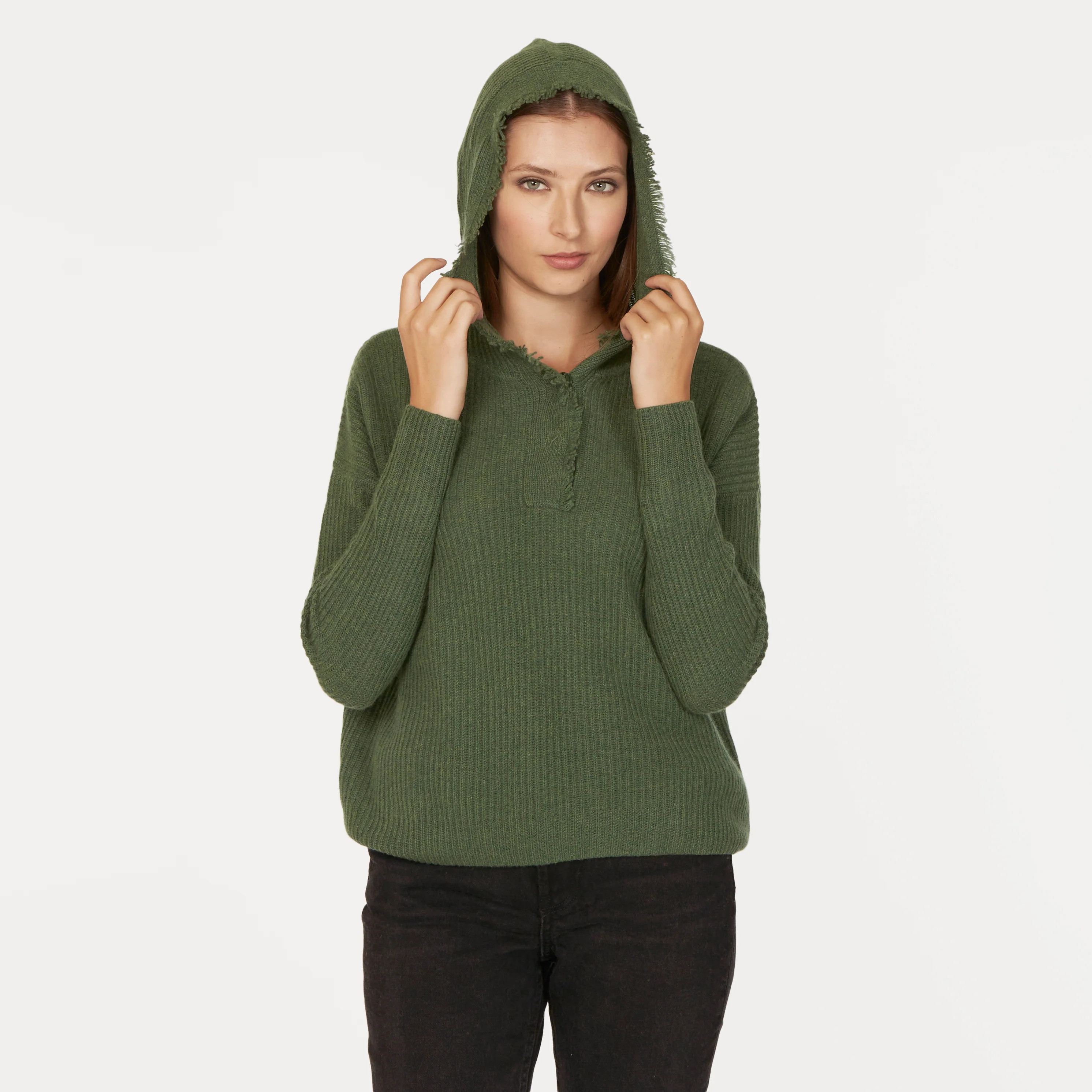 Boxy Shaker Fringe Hoodie W/ Snaps | Autumn Cashmere | Autumn Cashmere