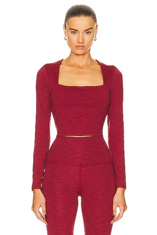 Heather Rib Frame Cropped Pullover Top | FWRD 