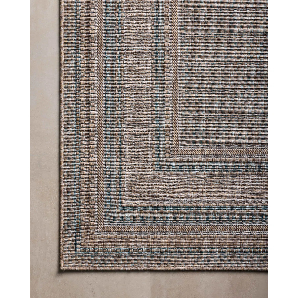 Amber Lewis x Loloi Indoor / Outdoor Topanga Natural / Teal Area Rug | Wayfair North America