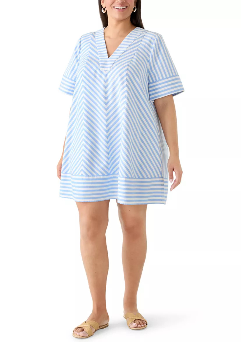 Plus Size V-Neck Print Straight Dress | Belk