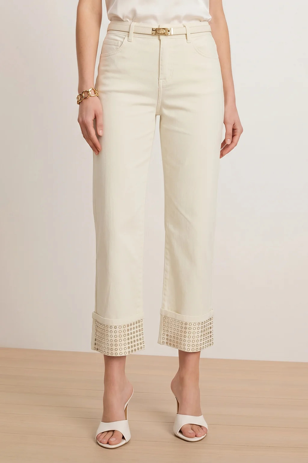 Ren Cropped Cuff Jean - Gold Mirror | The Noli Shop