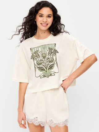 Fleetwood Mac™ Crew-Neck Oversized Crop T-Shirt | Old Navy (US)