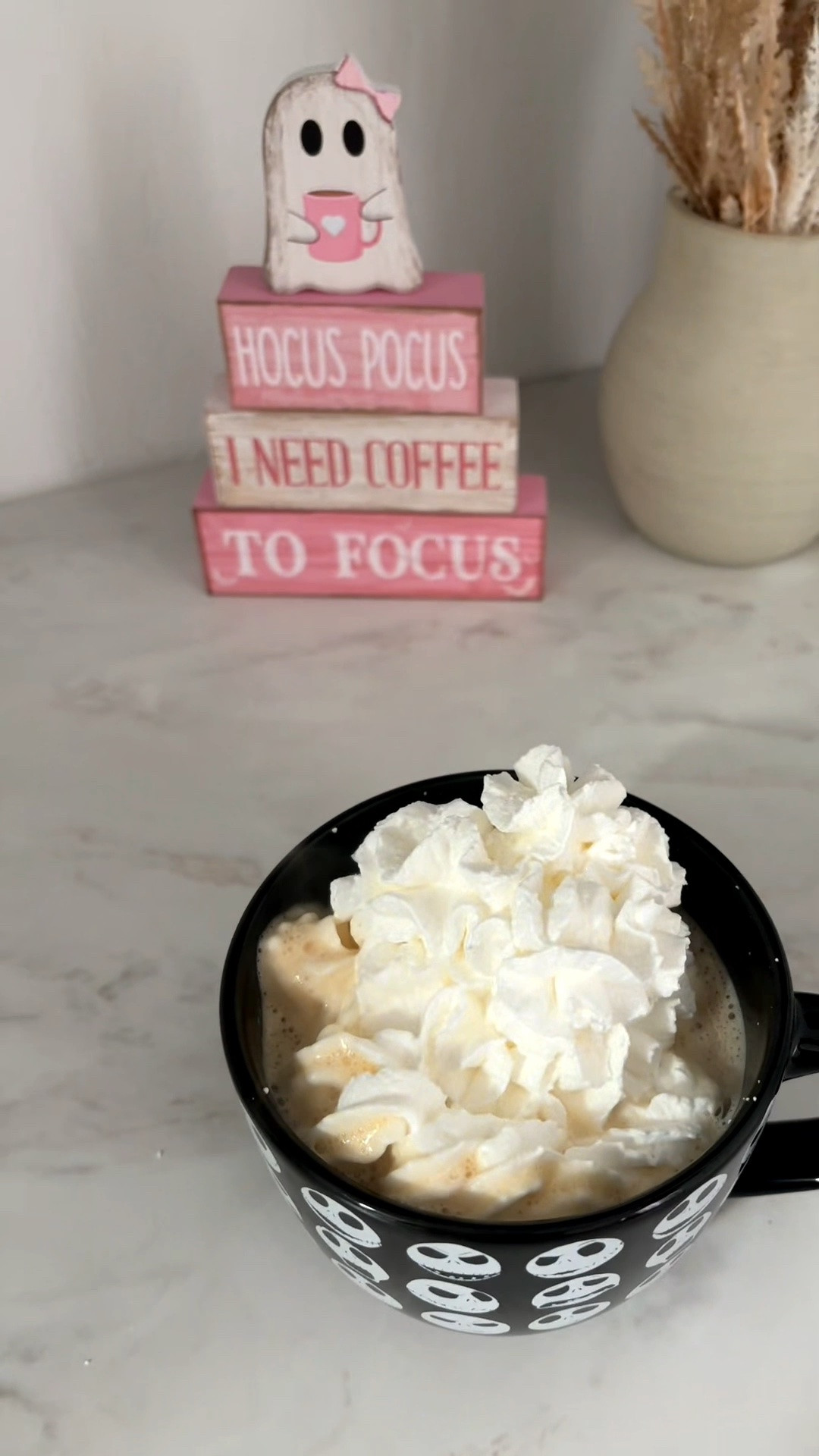 Coffee & a TON of whipped cream‼️😆🤤 Loved this cute stacked pink block Halloween decor, had to snag it! 🥹🩷👻 With Halloween around the corner, how can you resist⁉️😭😍🎃

#LTKSeasonal #LTKfoodie #LTKdayinmylife