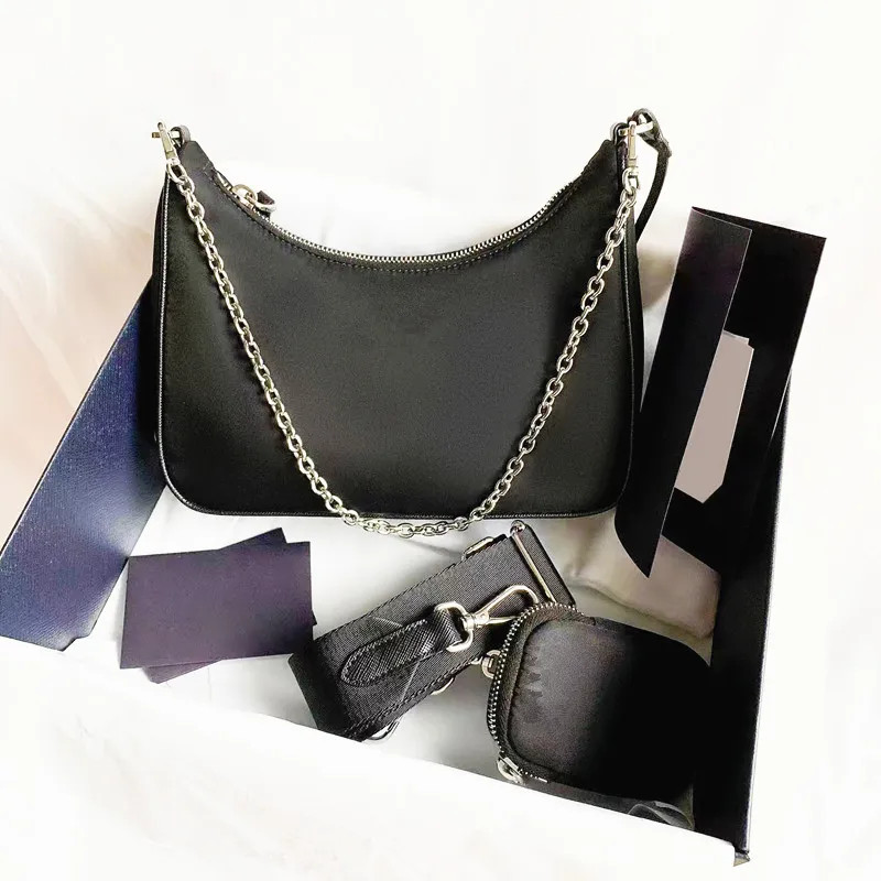 Sale 3 piece man womens Luxurys Designers bags high quality handbags black hobo purse nylon chain... | DHGate