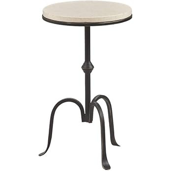 Industrial Round Marble Accent Table with Black Metal Frame and Gold Edging – Fully Assembled, ... | Amazon (US)