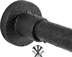 BRIOFOX Shower Curtain Rod 43-73 Inches Matte Black, Never Rust and Non-Fall Down Spring Tension ... | Amazon (US)