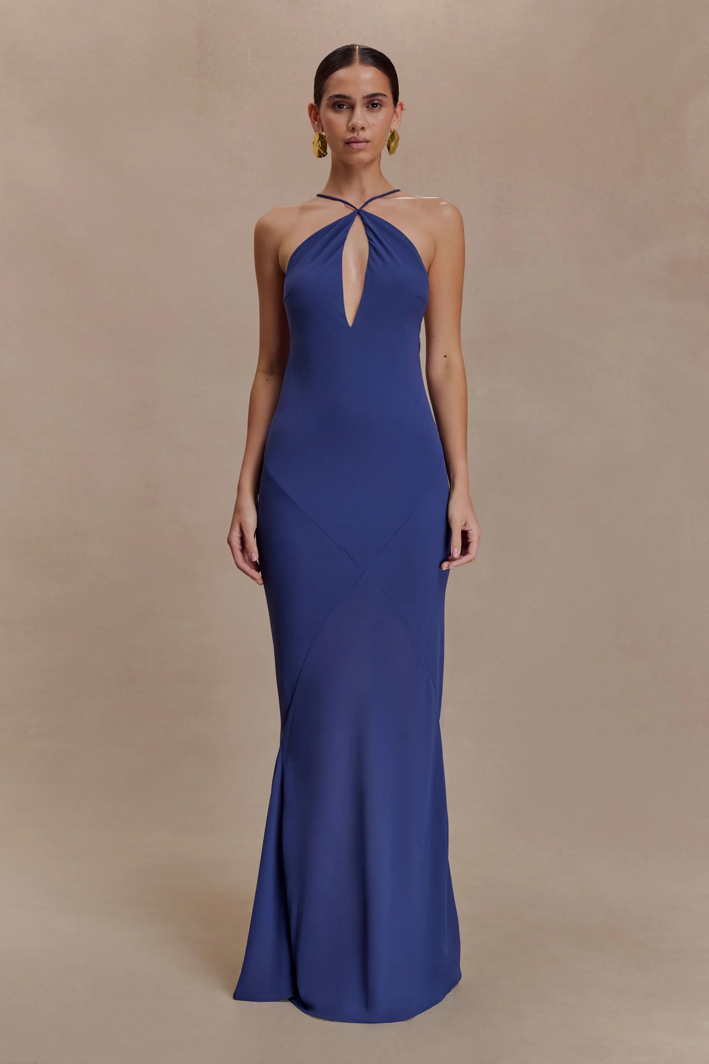 Nerea Slip Halter Maxi Dress - Purple Ink | MESHKI US